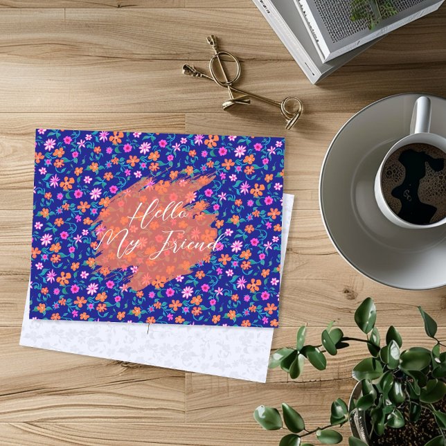 Tiny Floral Pattern Custom Friendship Postcard (Creator Uploaded)