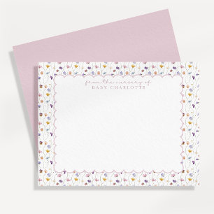 Tiny Floral Scalloped Nursery Note Card