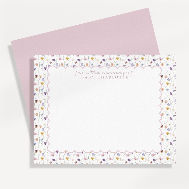 Tiny Floral Scalloped Nursery Note Card (Creator Uploaded)