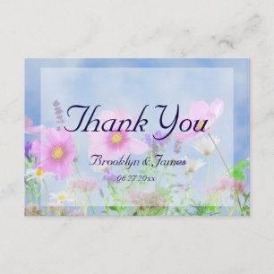 Tiny Floral Wedding Thank You Card Wild Flowers