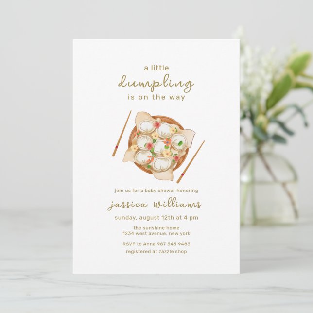 Tiny Flower Bao Dumpling Baby Shower  Invitation (Standing Front)