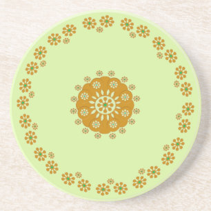 Tiny Flower, Brown Green Coaster