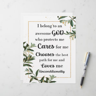 Tiny Flowers and Leaves with Awesome God Quote Letterhead