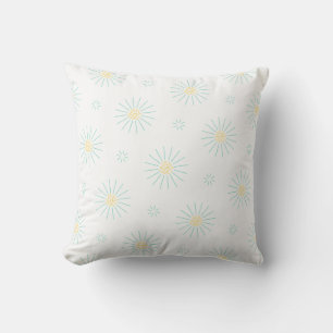 Tiny Flowers blue and yellow Outdoor Pillow