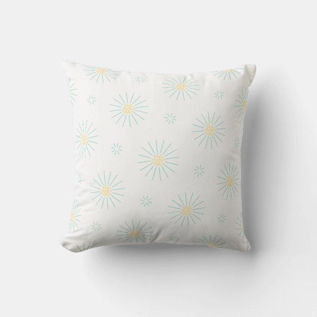 Tiny Flowers blue and yellow Outdoor Pillow (Front)