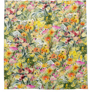 Tiny Flowers Field: Bright Watercolor.
