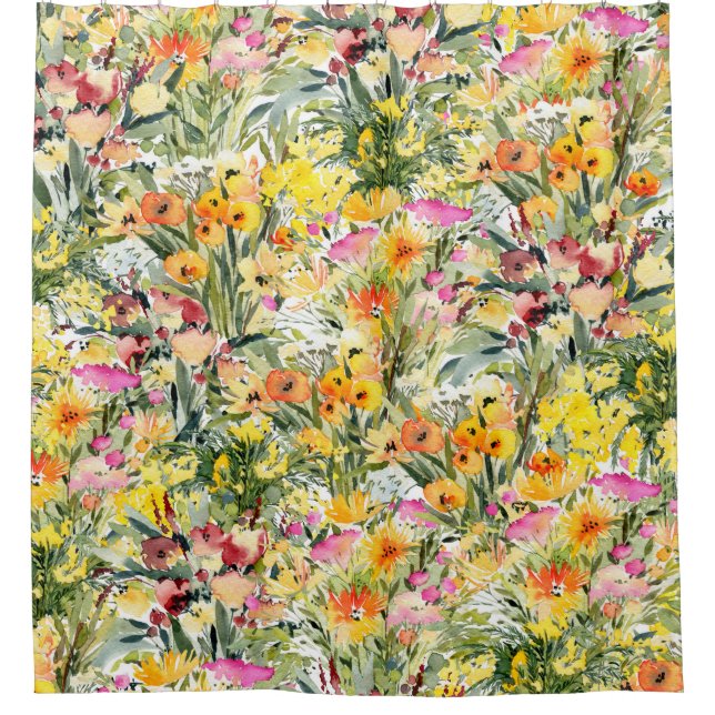 Tiny Flowers Field: Bright Watercolor. (Front)