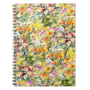 Tiny Flowers Field: Bright Watercolor. Notebook