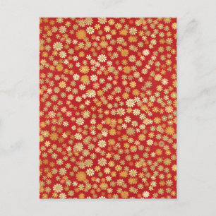 Tiny Flowers on Red Background Chiyogami Postcard