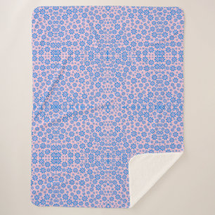 Tiny Flowers Pattern.Blue 02.b Lpink BG Sherpa Blanket
