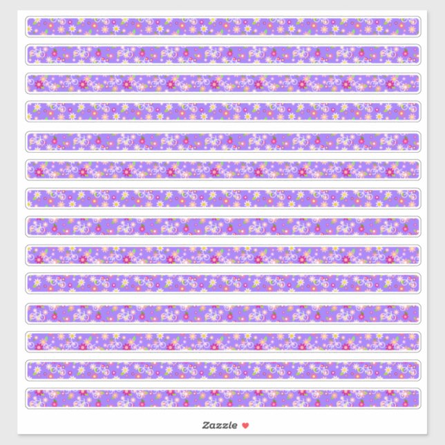 Tiny Flowers Purple Narrow Borders (Sheet)