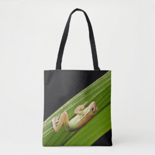 Tiny Frog On A Leaf Tote Bag