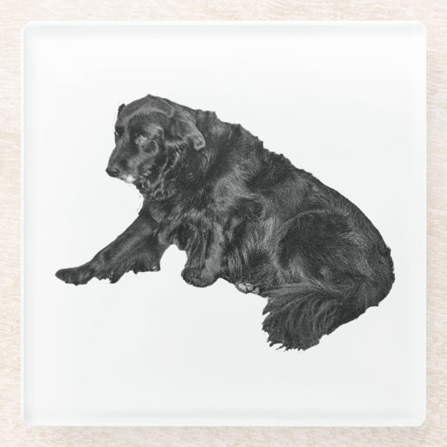 Tiny Gallery: Side-Rest Retriever Glass Coaster (Front)
