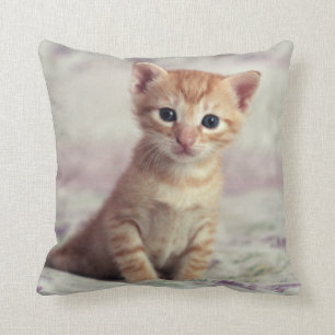 Tiny Ginger Kitten Throw Pillow