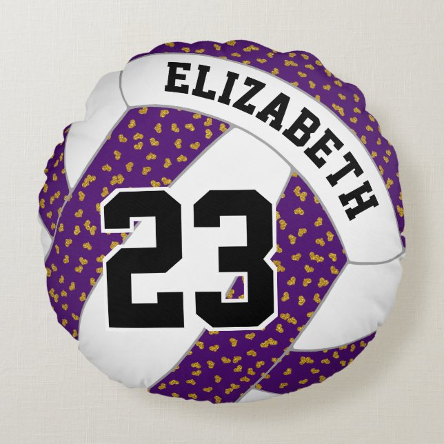 tiny glittery hearts women's volleyball ANY colour Round Pillow (Front)