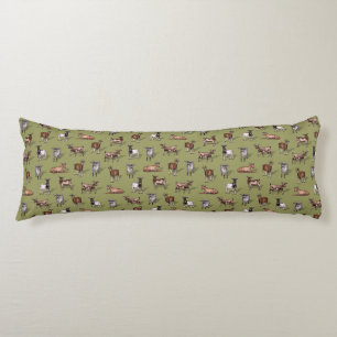 Tiny Goats on Green - Goat Herd Pattern Body Pillow