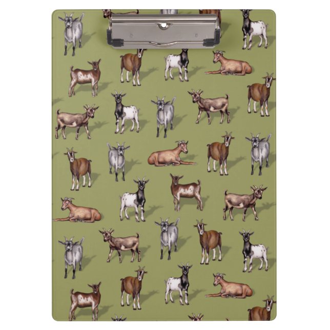 Tiny Goats on Green - Goat Herd Pattern Clipboard (Front)