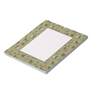 Tiny Goats on Green - Goat Herd Pattern Notepad