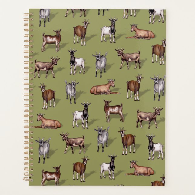 Tiny Goats on Green - Goat Herd Pattern Planner (Front)