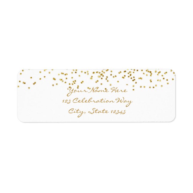 Tiny Gold Dots Confetti Modern Wedding Labels (Front)