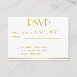 Tiny Gold Monogrammed Great Gatsby Wedding RSVP Enclosure Card