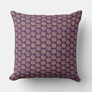 Tiny Golden Apples Pattern Purple Throw Pillow