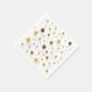 Tiny Golden Snow Ters: Christmas Snowflake Napkins