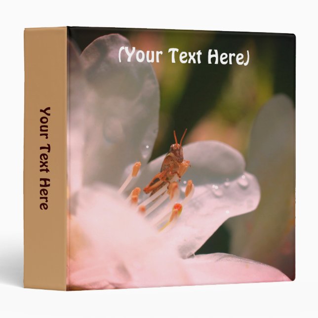 Tiny Grasshopper On Azalea Flower Personalized Binder (Front/Spine)