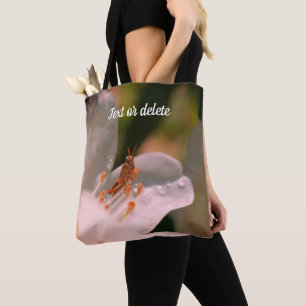 Tiny Grasshopper On Azalea Flower Personalized Tote Bag