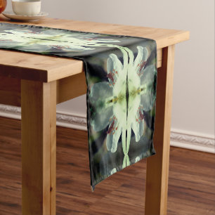 Tiny Grasshopper On White Azalea Flower Abstract Short Table Runner