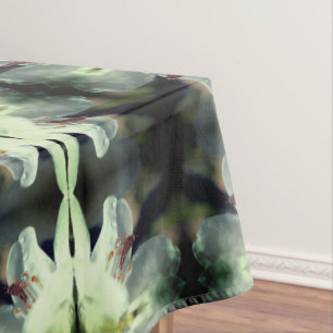 Tiny Grasshopper On White Azalea Flower Abstract  Tablecloth