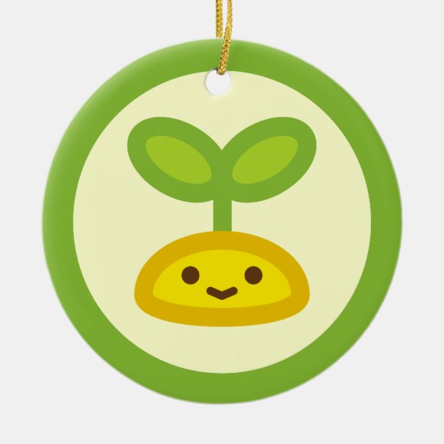 Tiny Green Sprout Ceramic Ornament (Front)