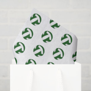 tiny green white volleyballs pattern tissue paper