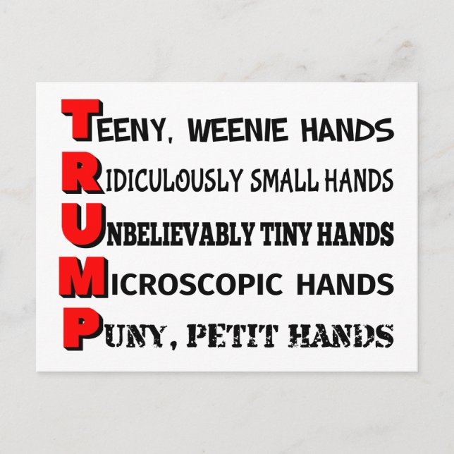 Tiny Hands Trump Post Card (Front)