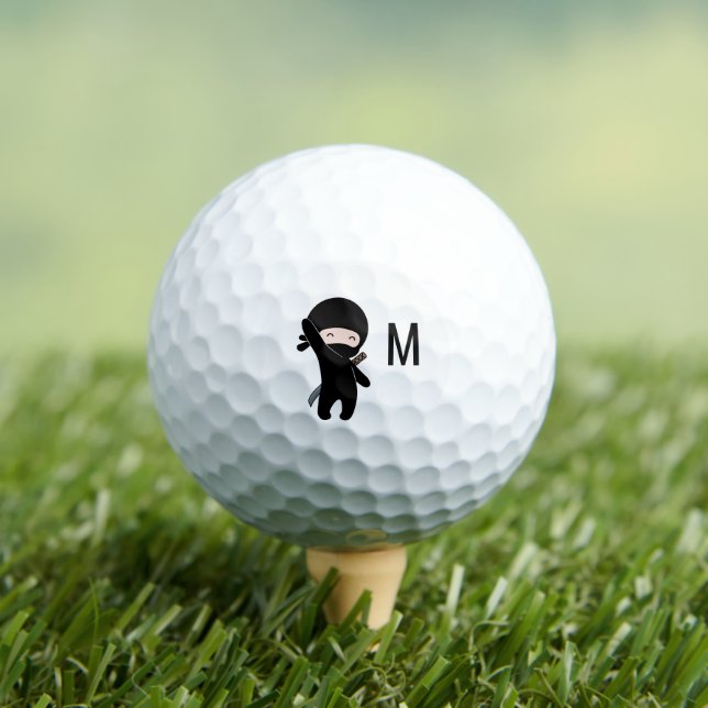 Tiny Happy Ninja Monogram Initial Golf Balls (Insitu Tee)