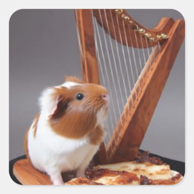 Tiny Harpist Guinea Pig – Artistic Sticker (Front)
