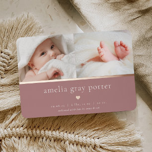 Tiny Heart Two Photo Foil Birth Announcement