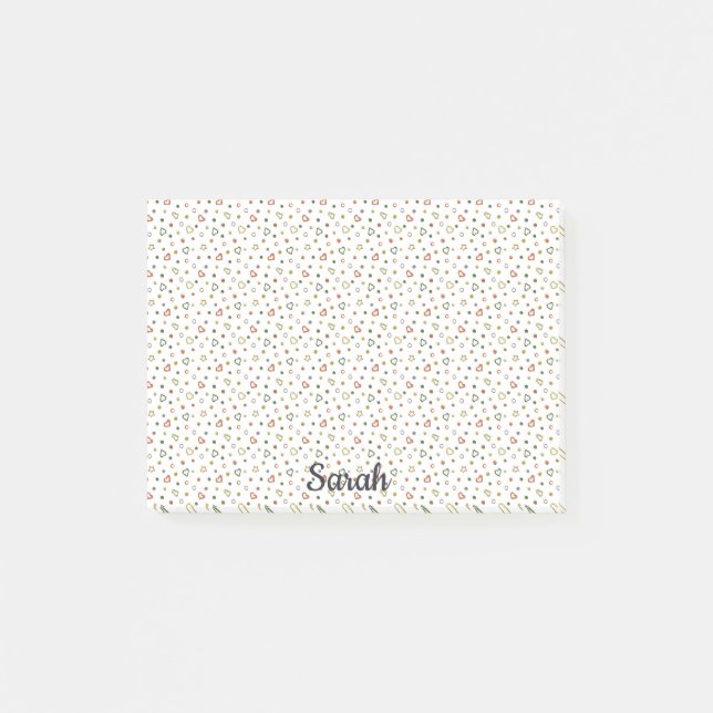 Tiny Hearts Add Name Cute Office Gift Post-it Notes (Front)