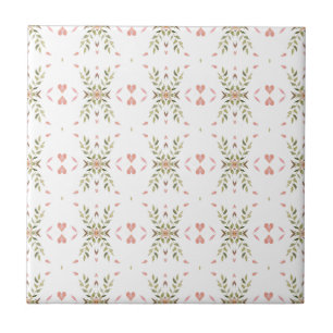 Tiny Hearts and Leaves Seamless Tile