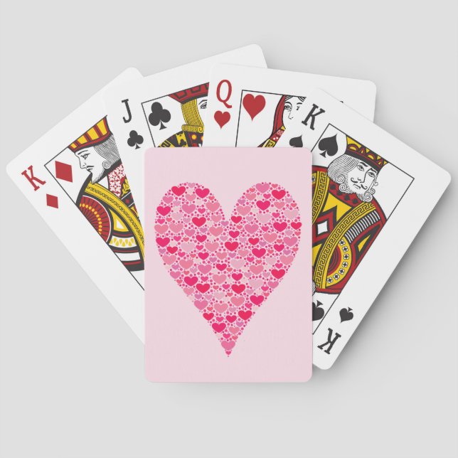 Tiny Hearts Big Heart on Rose Pink Playing Cards (Back)