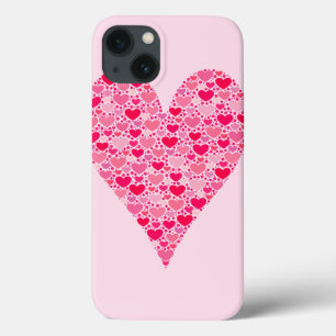 Tiny Hearts Big Heart on Rose Pink Valentines iPhone 13 Case