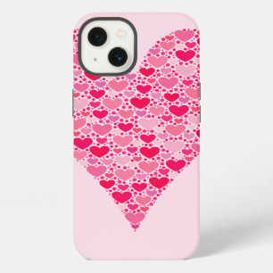 Tiny Hearts Big Heart on Rose Pink Valentines iPhone 13 Case