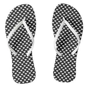 Tiny Hearts Black White  Flip Flops