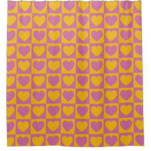 Tiny hearts chess grid seamless pattern. Cute litt