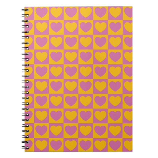 Tiny hearts chess grid seamless pattern. Cute litt Notebook (Front)