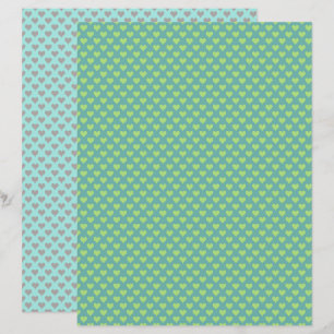 Tiny Hearts Green Yellow Scrapbook Paper