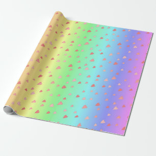 Tiny Hearts on Pastel Rainbow Colours Wrap Paper