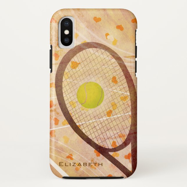 Tiny hearts on tennis court girl's tennis Case-Mate iPhone case (Back)