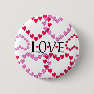 Tiny Hearts Pink Red LOVE 2 Inch Round Button