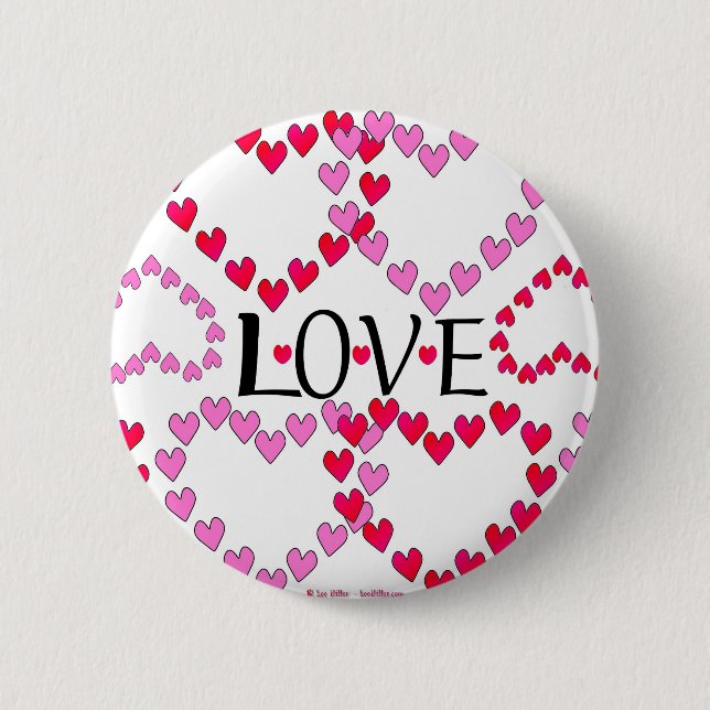 Tiny Hearts Pink Red LOVE 2 Inch Round Button (Front)